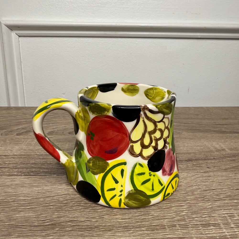 Ceramic Hand Painted Assorted Fruit Milk Creamer Dish Signed Kitschy